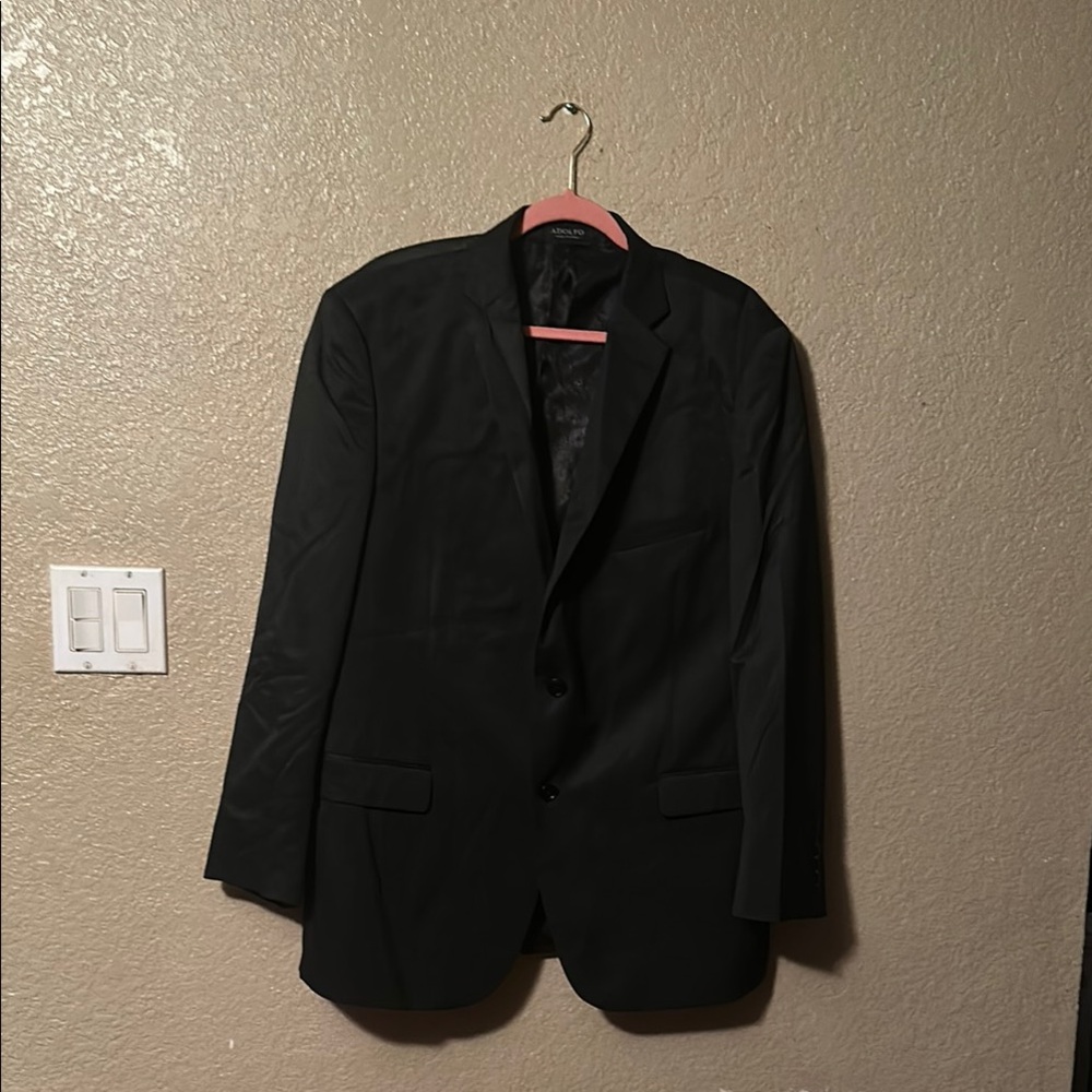 Adolfo Black Sport Coat Classic Notch Lapel